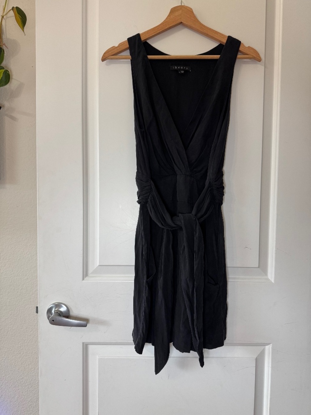 Theory - "Gianna" Black Silk Sleeveless Romper - Size 6